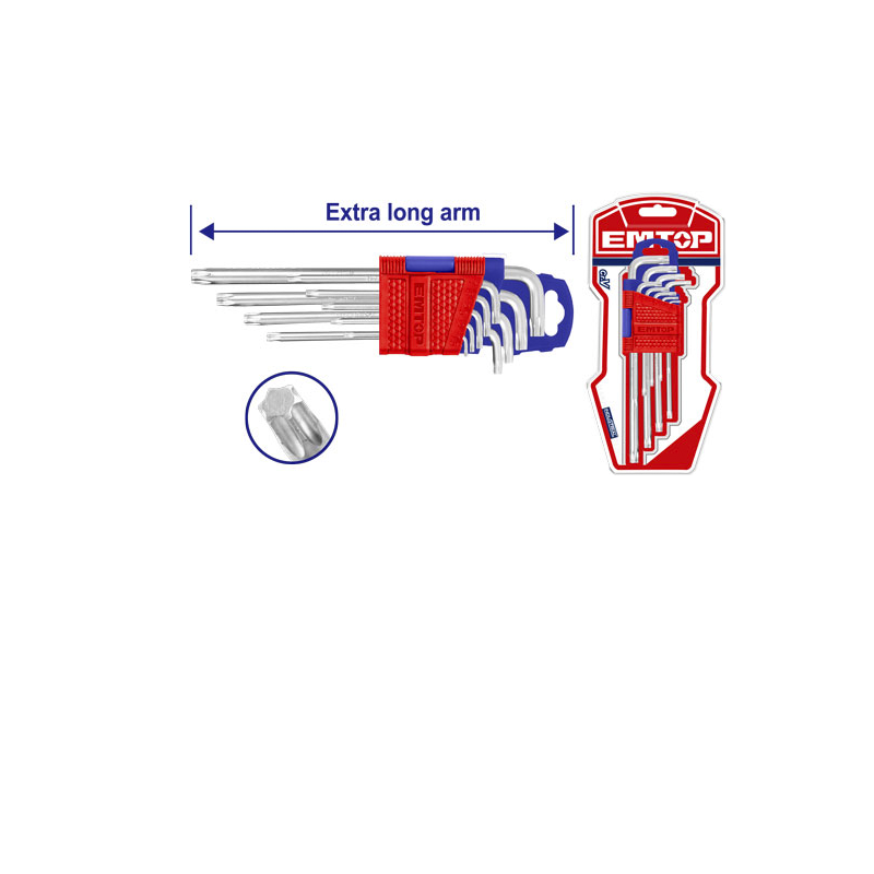 Kit Chave Torx 9 peças Longo