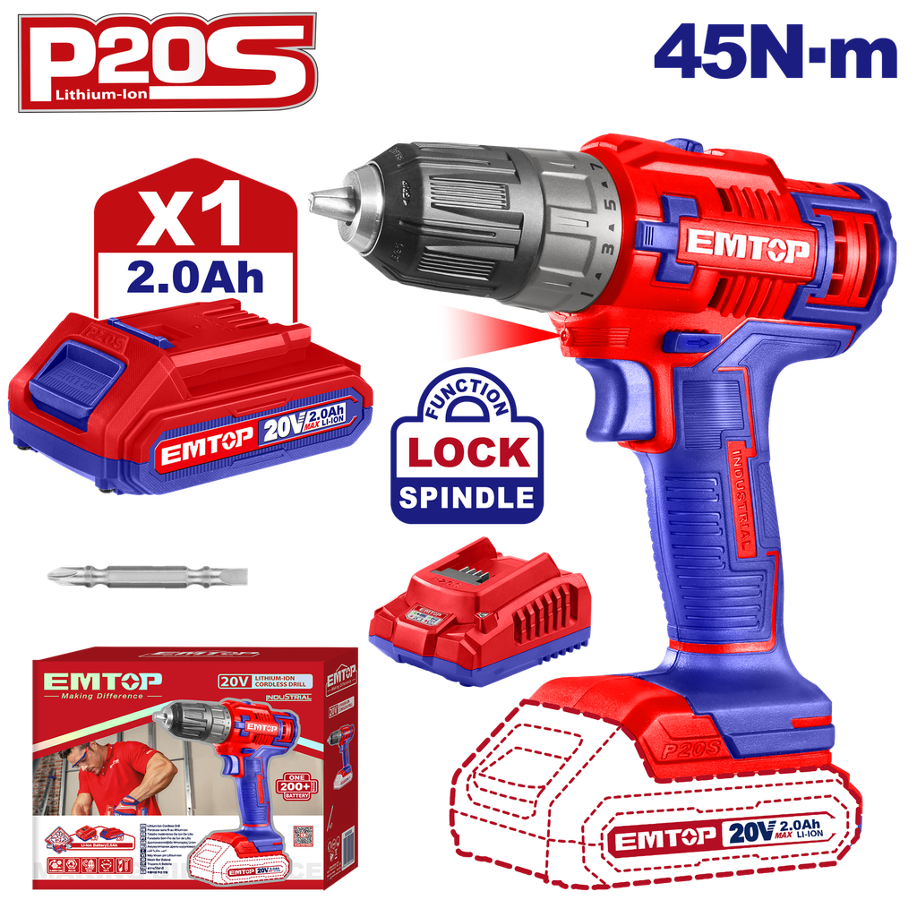 Parafusadeira a Bateria de Impacto 20v, 45NM