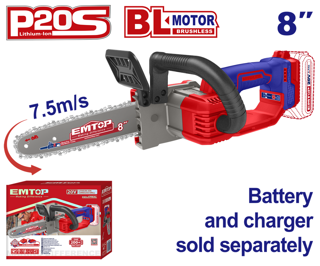 Motosserra a Bateria 20V - 8” (Sem Bateria e Carregador)