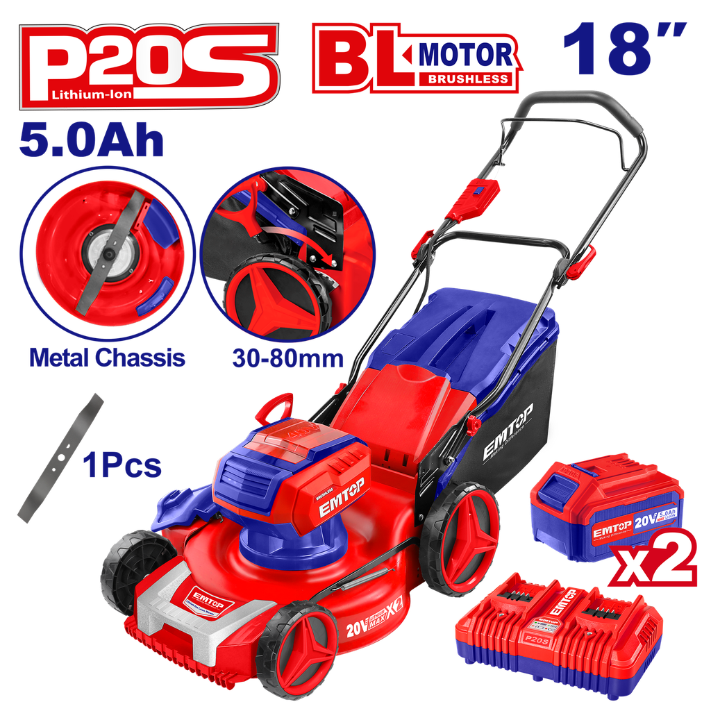 Corta Grama Carrinho a Bateria 40V - 18” capacidade 60L Motor sem escovas de carvão