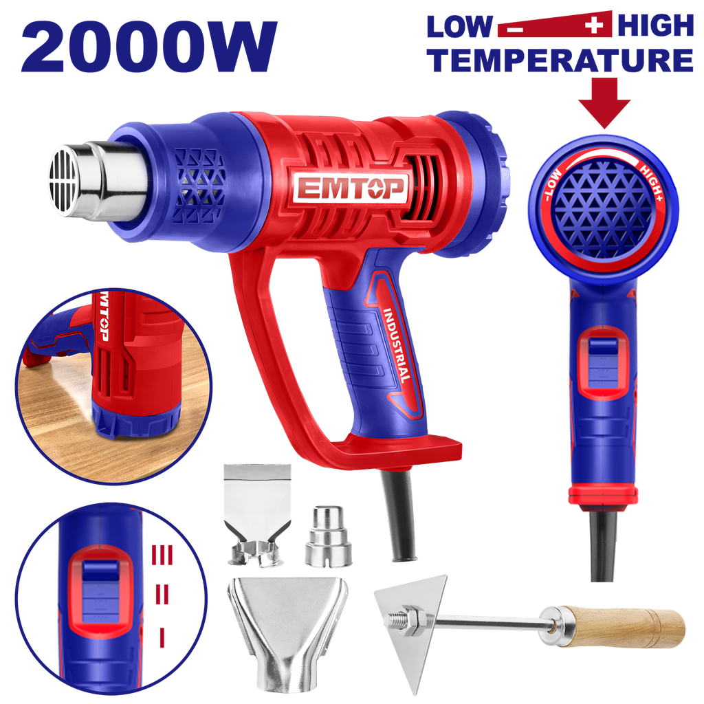 Soprador Térmico 2000W - 220V - 550°C com Controle de Temperatura e Acessórios
