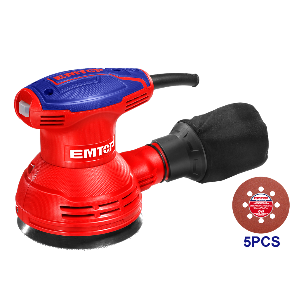 Lixadeira Orbital 320W - 125mm, 110V com Base de Velcro e Acessórios