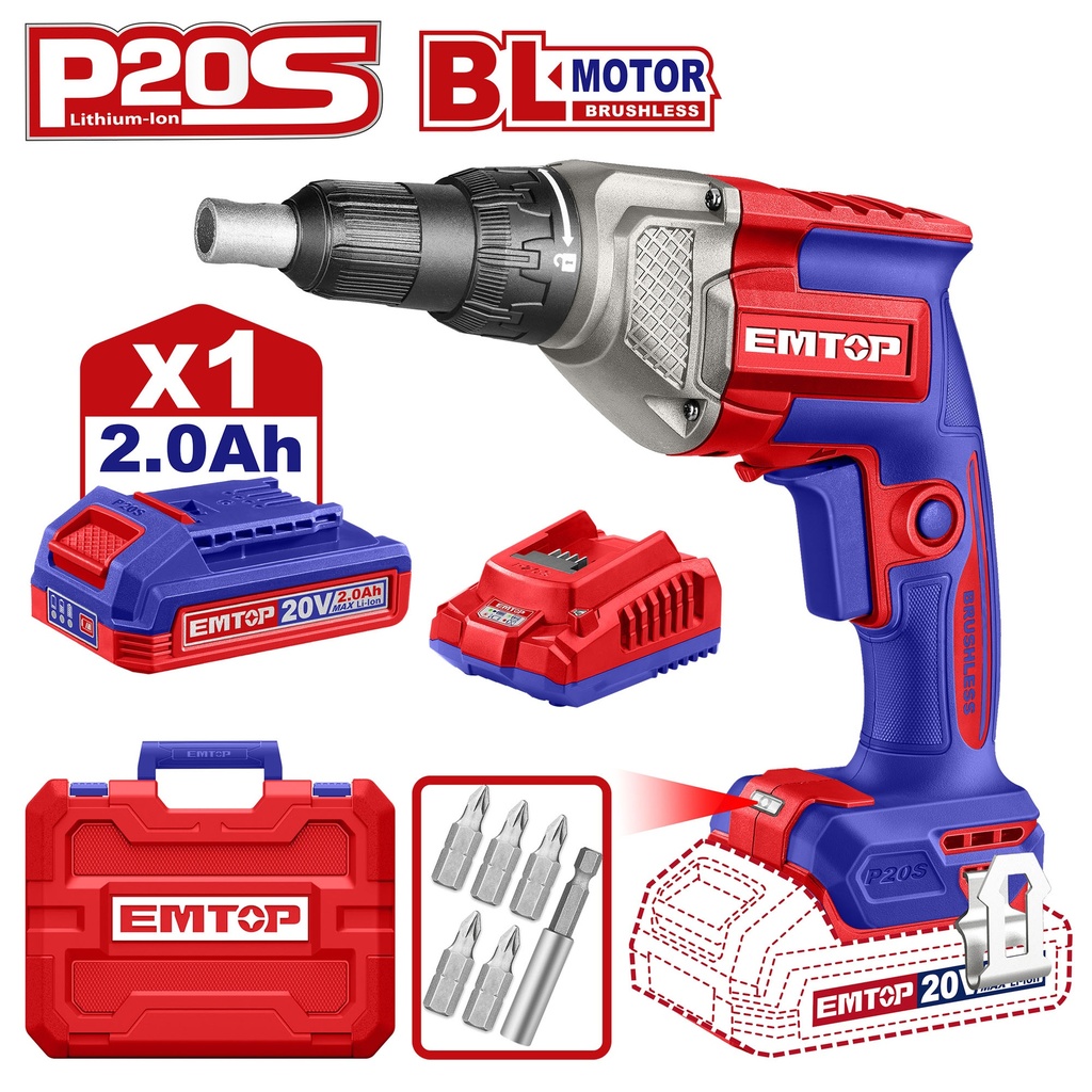 Chave de Fenda Sem Fio para Drywall 20V - 4200 RPM com Kit Completo
