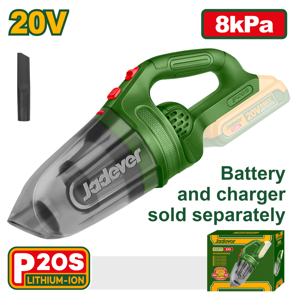 Aspirador sem Fio JADEVER 20V Sem Bateria - 0,45L com Bico para Frestas