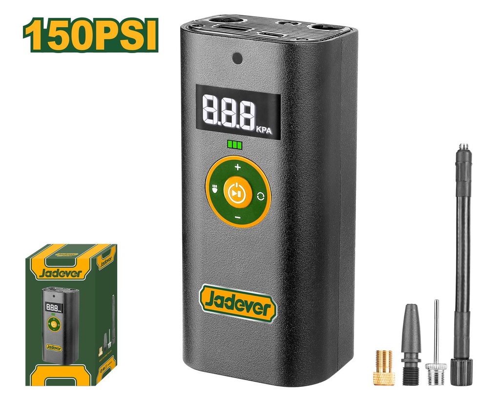 Compressor Automático JADEVER sem Fio 8V - 150 psi com Carregamento USB-C