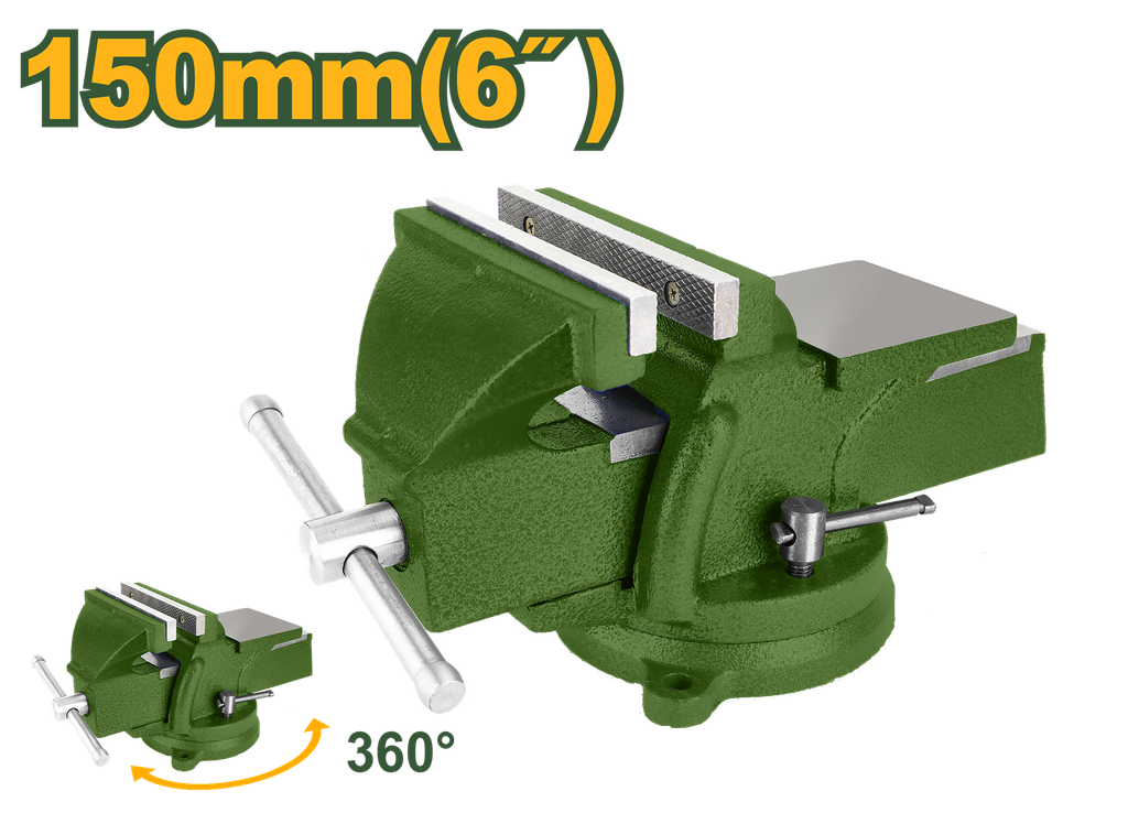 Torno Morsa 6"- Jadever - Base Giratória com Yunque em Ferro Fundido