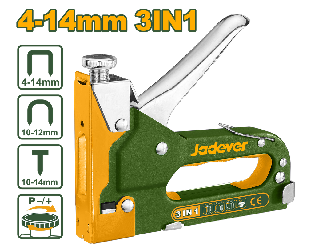 Grapadora 3 em 1 - Jadever - Força Ajustável para Grampos e Pregos