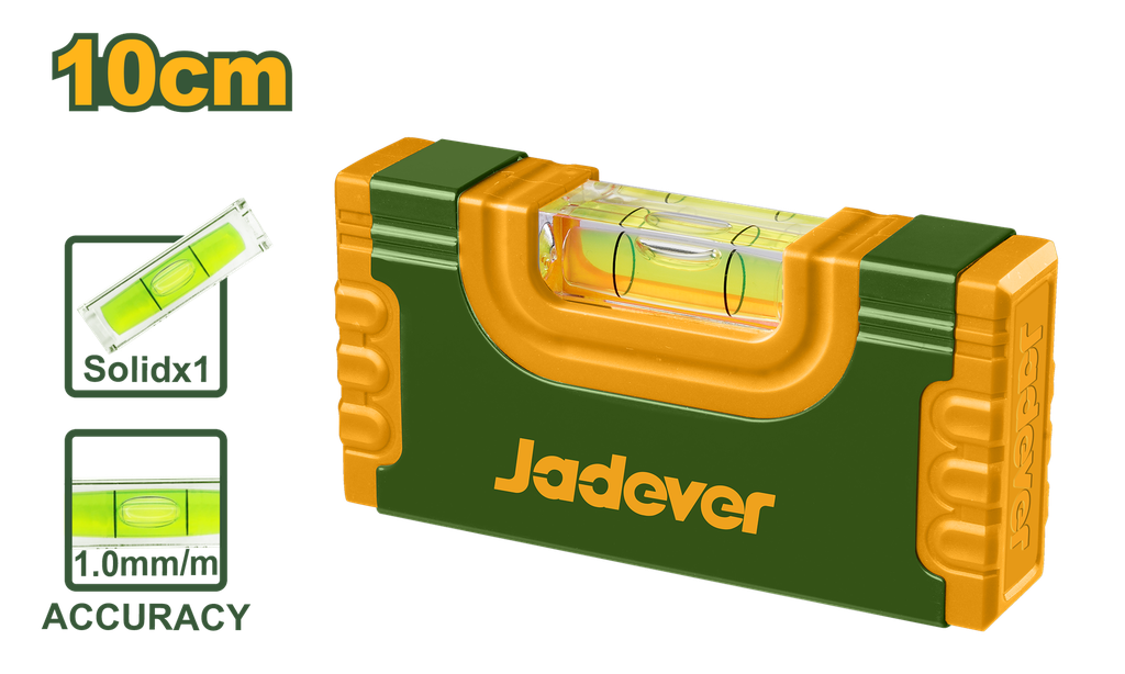 Nível de Mão 10cm - Jadever - Acrílico Sólido com Sensibilidade 1mm/m
