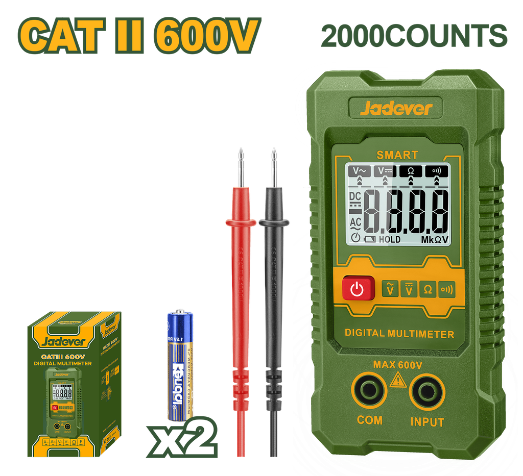 Multímetro Digital 600V - Jadever - 2000 Contagens com Função Inteligente