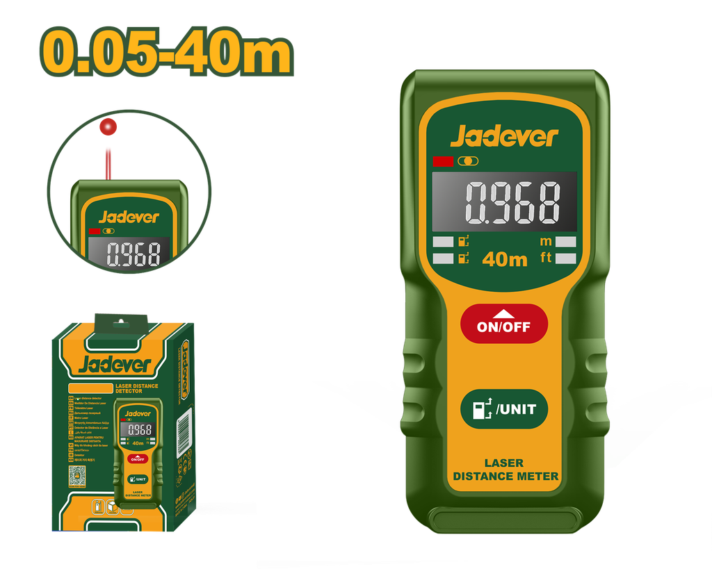 Detector a Laser de Distância 40m - Jadever - Precisão ±2,0 mm