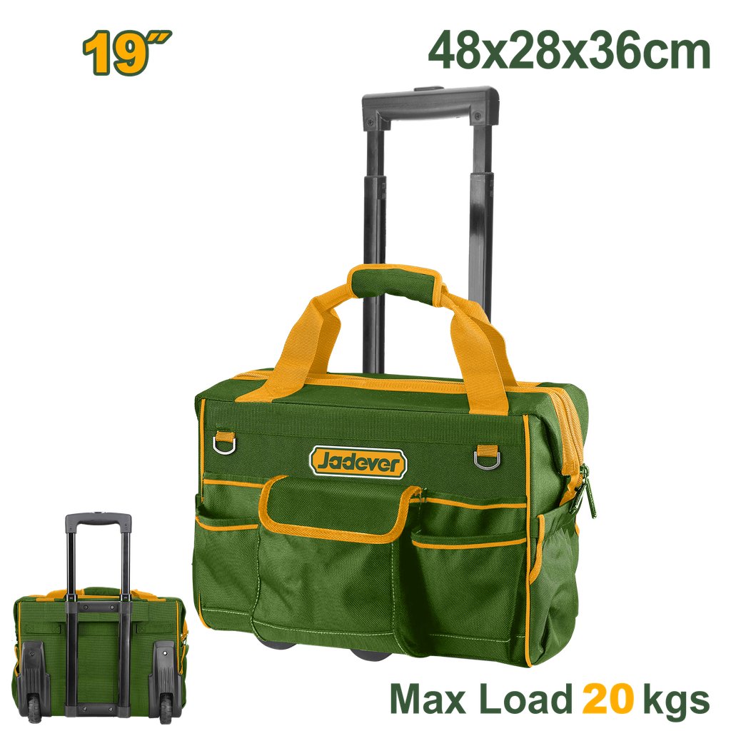 Bolsa de Ferramentas 19" com Carrinho - Jadever - Poliéster 600D e Alça Telescópica