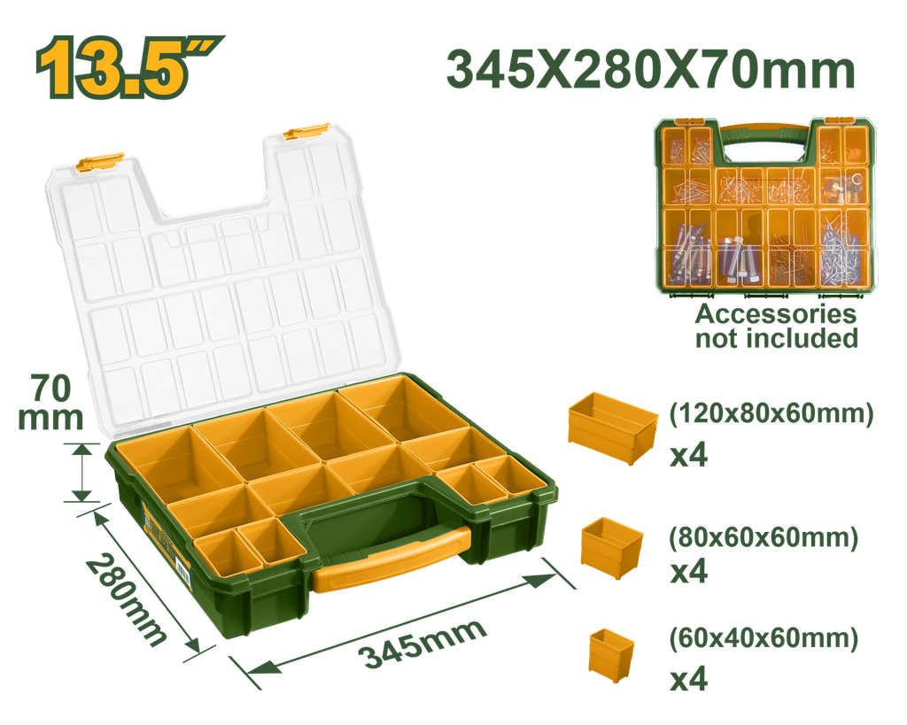 Organizador de Plástico 13.5" - Jadever - PP com 12 Copos Removíveis