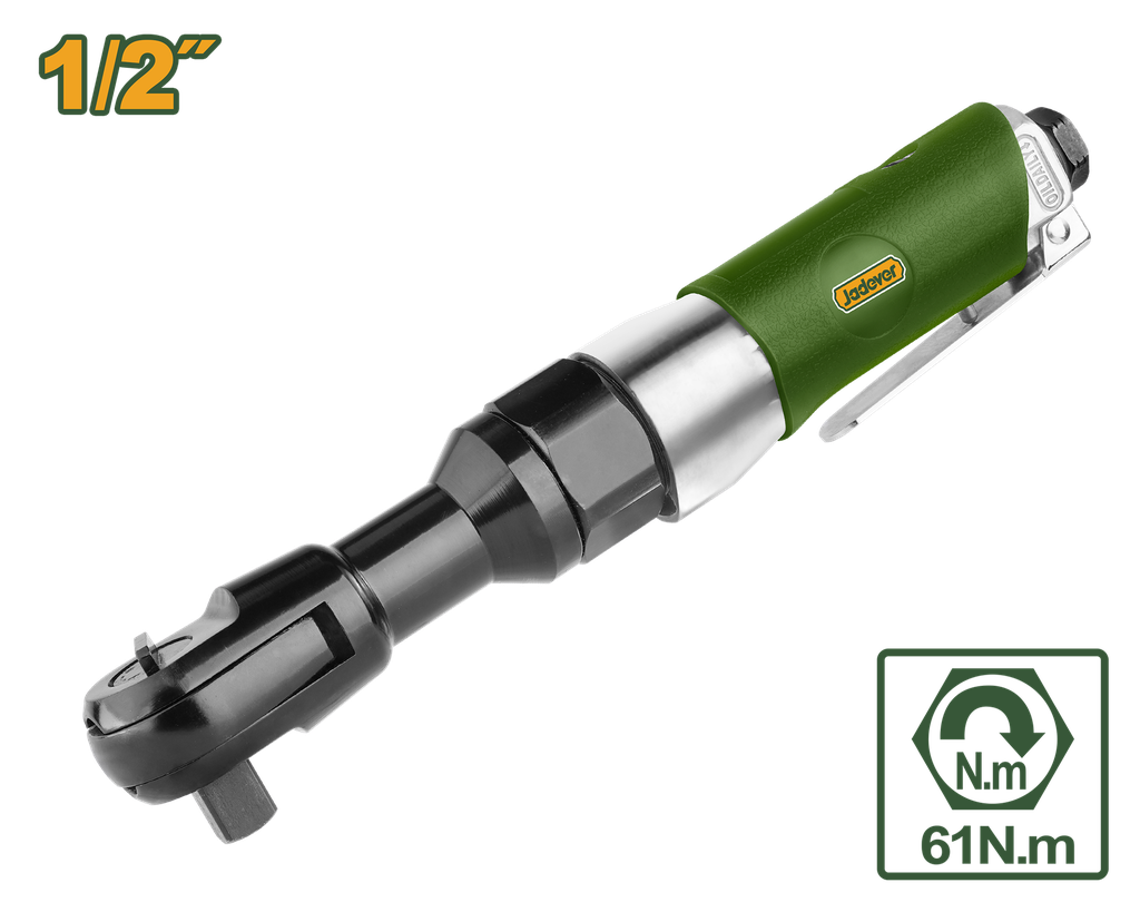 Chave de Catraca Jadever Pneumática 1/2" - Torque 61 Nm com Escape Dianteiro