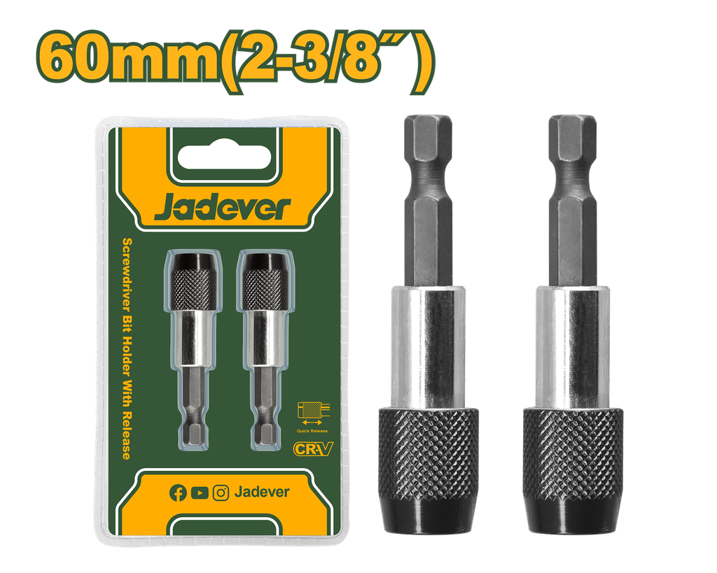 Porta-Brocas para Chave de Fenda com Liberação Rápida Jadever - 60mm em Aço + Cr-V + Alumínio