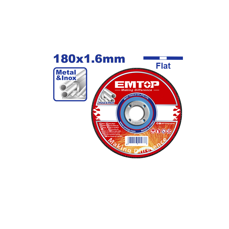 Disco de Corte para Metal e Inox 180mm X 1.6