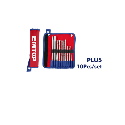 [EHDR12101] Kit 10 Pçs Broca Ponteira Talhadeira SDS Plus