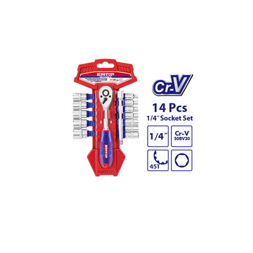 [ESKT14141] Chave Catraca + Jogo de Soquetes de 14 peças 1/4" - CRV