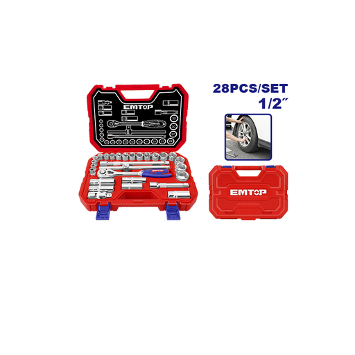 [ESKT12281] Kit Jogo de Soquetes 28 pçs - 1/2" 