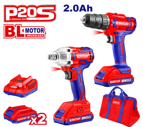 [ECKL2007] Kit Chave de Impacto 1/2" e Parafusadeira 20V - Motor Brushless