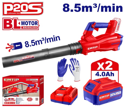 [ELAB204282] Soprador de Folhas a Bateria. Motor Brushless. 20V - 4Ah