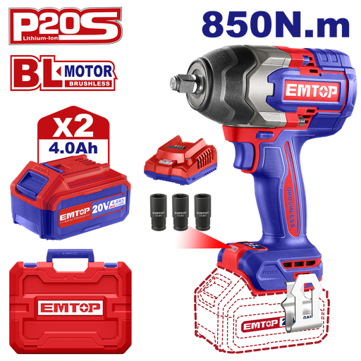 Chave de Impacto 1/2" - 20v - 850nm motor brushless
