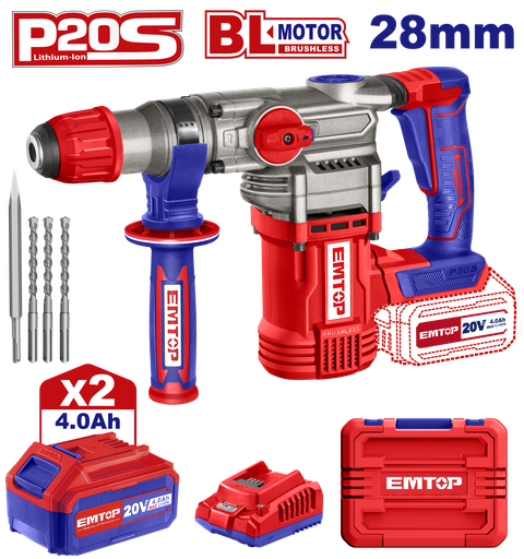 [ELRH202882] Martelete sds plus 20v - 28mm 4.5j C/Bateria e carregador