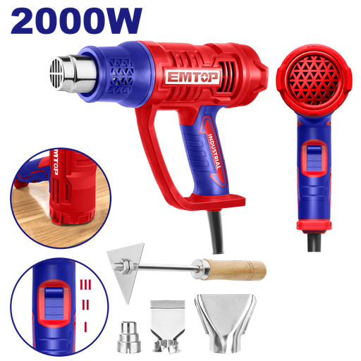 [EHGN20078] Soprador Térmico 2000W - 220V - 550°C com Controle de Temperatura e Acessórios
