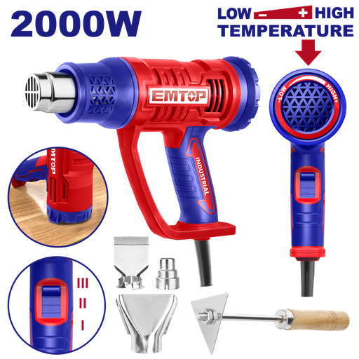 [EHGN20045] Soprador Térmico 2000W - 220V - 550°C com Controle de Temperatura e Acessórios