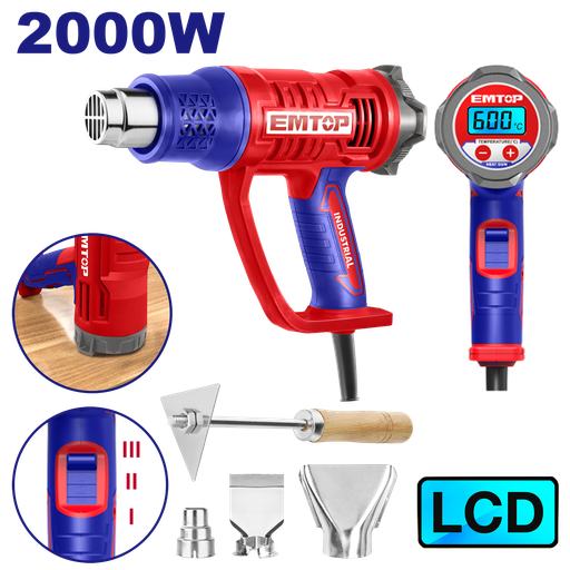 [EHGN20056] Soprador Térmico 2000W - 220V - 600°C com Controle de Temperatura LED digital e Acessórios