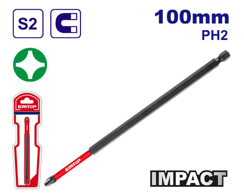 [ESBTM5PH2100] Ponta Philips PH2 100mm - para Chave de Fenda de Impacto com Ímã