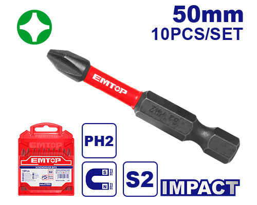 [ESBTMPH223] Kit Pontas Philips PH2 50mm - Conjunto com 10 Peças e Manga de Alta Visibilidade