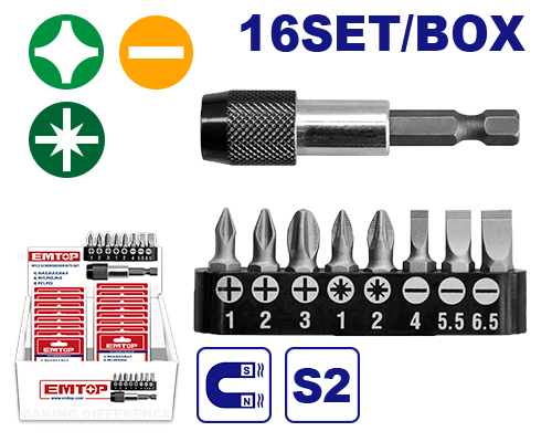 [ESBT30091] Kit de Pontas com Adaptador - 16 Peças