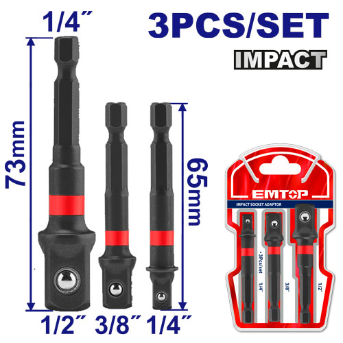 [EBST365A01] Kit Adaptador para Parafusadeira - 3 Peças (1/4", 3/8", 1/2")