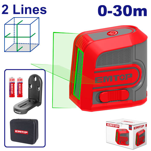 [ESLE2M03] Nível a Laser Magnético Verde 30m - Precisão ±2mm com Suporte Magnético