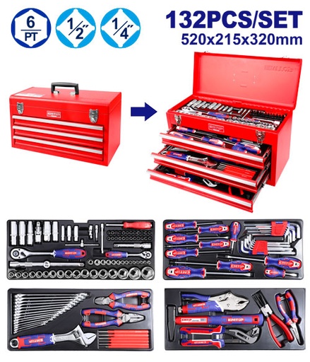[EHTS01321] Kit Ferramentas 132 Peças com Caixa Organizadora