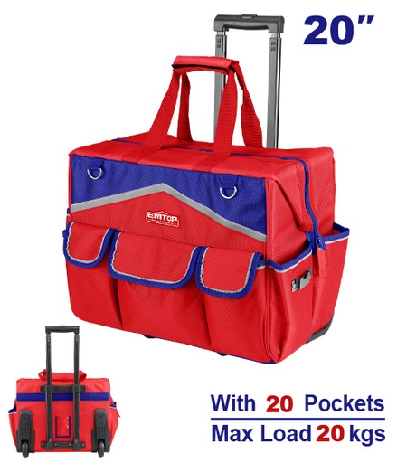 [EHRRTB2013] Bolsa para Ferramentas com Carrinho 20'' - Poliéster 1680D e Capacidade 20kg