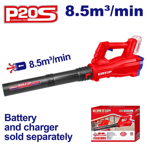 [ELAB20323] Soprador de Folhas 20V Sem Bateria - Velocidade do Ar 115 km/h e 8,5 m³/min