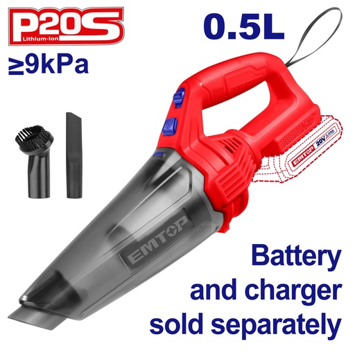 [ELVC201261] Aspirador a Bateria 20V Sem Bateria - 0,5L e Pressão ≥9kPa   
