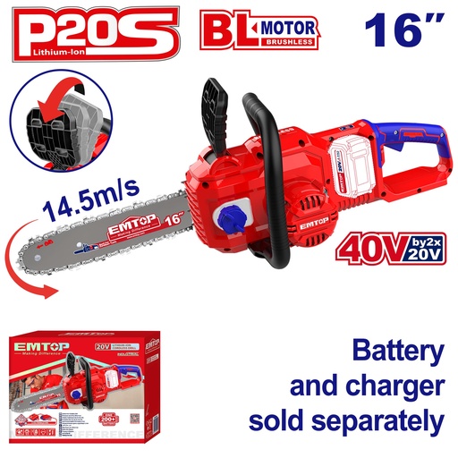 [ELGA40168] Motoserra a Bateria 16'' 40V Sem Bateria - Motor sem Escova e Lubrificação Automática