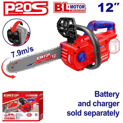 [ELGA20128] Motoserra a Bateria 12'' 20V Sem Bateria - Motor sem Escova e Lubrificação Automática