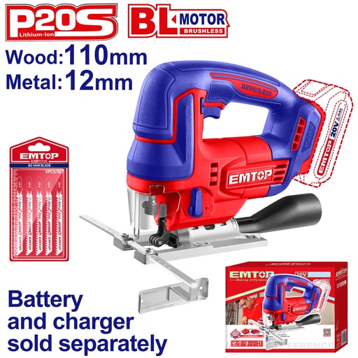 [ELGS201008] Serra Tico-Tico 20V Sem Bateria - 3000 RPM e Corte até 110mm em Madeira