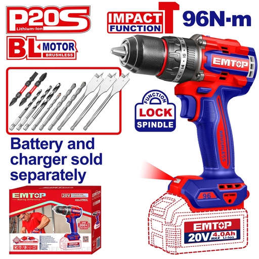 [ECIDL209681] Parafusadeira brushless de impacto 96nm 20v s/bateria 