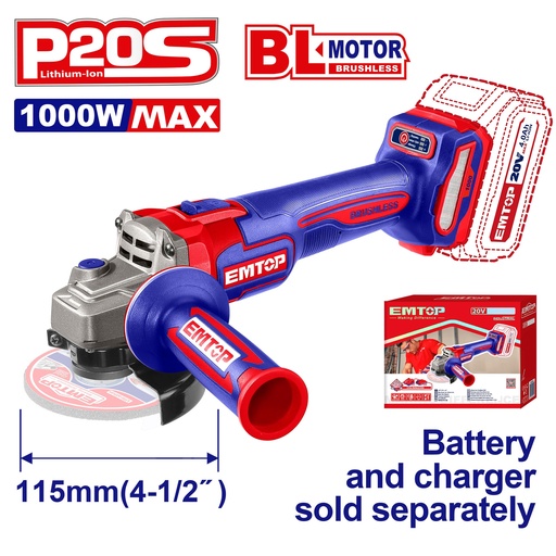 [ELAG27153] Lixadeira a Bateria 1000W - 115mm 20V Sem Bateria