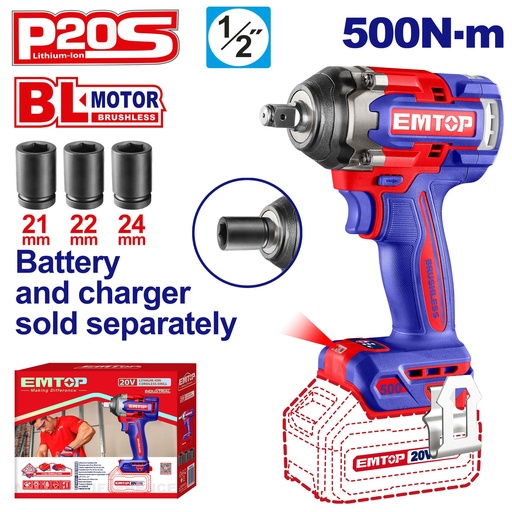 [ECIWL20501] Chave de Impacto 1/2" - 20v - 500nm s/bat