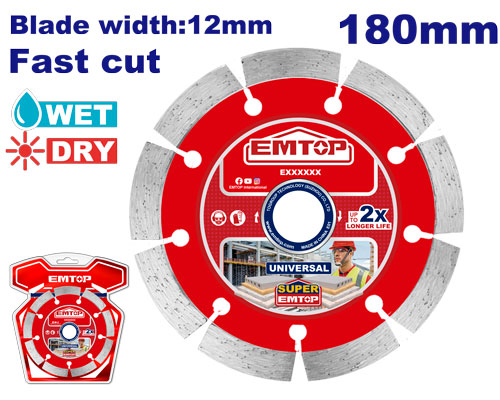 [EDDC011801] Disco de Diamante 180mm (7") - para Corte de Paralelepípedos, Tijolos, Blocos, Concreto e Pedra 