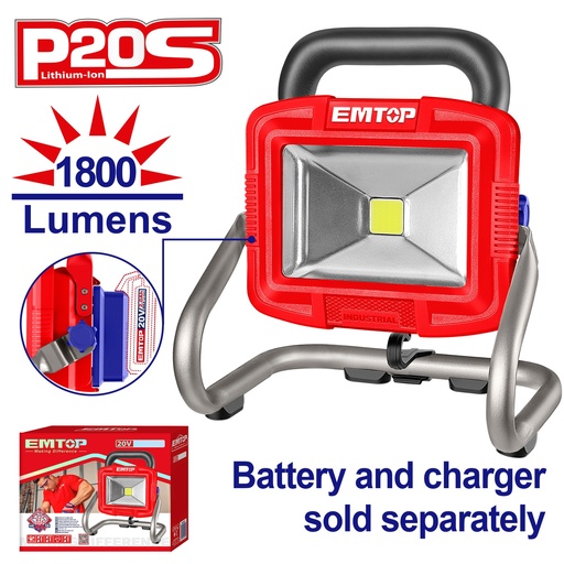 [LWL2025] Lâmpada Portátil 20V - 20W LED com 1800 Lúmens e 2 Níveis de Brilho 