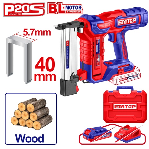 [ELCSNLI6005] Grampeadora de Coroa sem Fio 20V - Motor Brushless com 400 Pregos e Maleta 