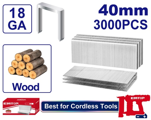 [ENAL18403] Grampos de Coroa 40mm - Caixa com 3000 Unidades para Grampeadoras 