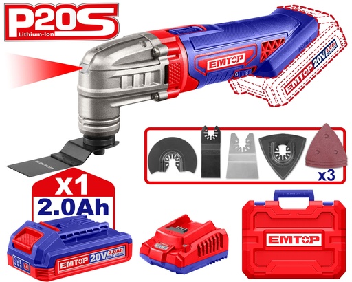 [ELMF20221] Multiherramienta (Multitool) a Bateria 20V - 5000-20000 RPM com 6 Velocidades e Acessórios 