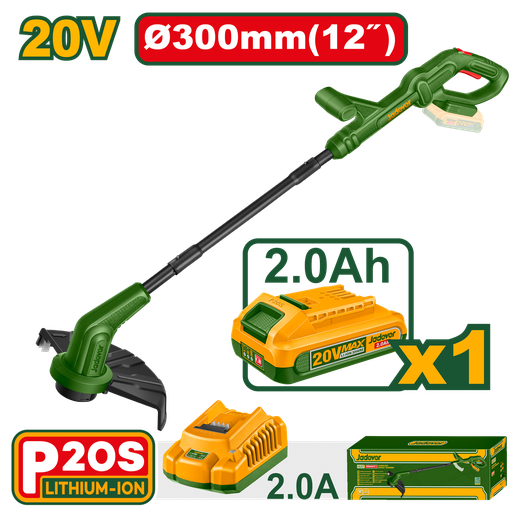 [JDGTP535] Bordeadora sem Fio JADEVER 20V - Corte 300mm com Bateria 2,0Ah e Carregador Inclusos